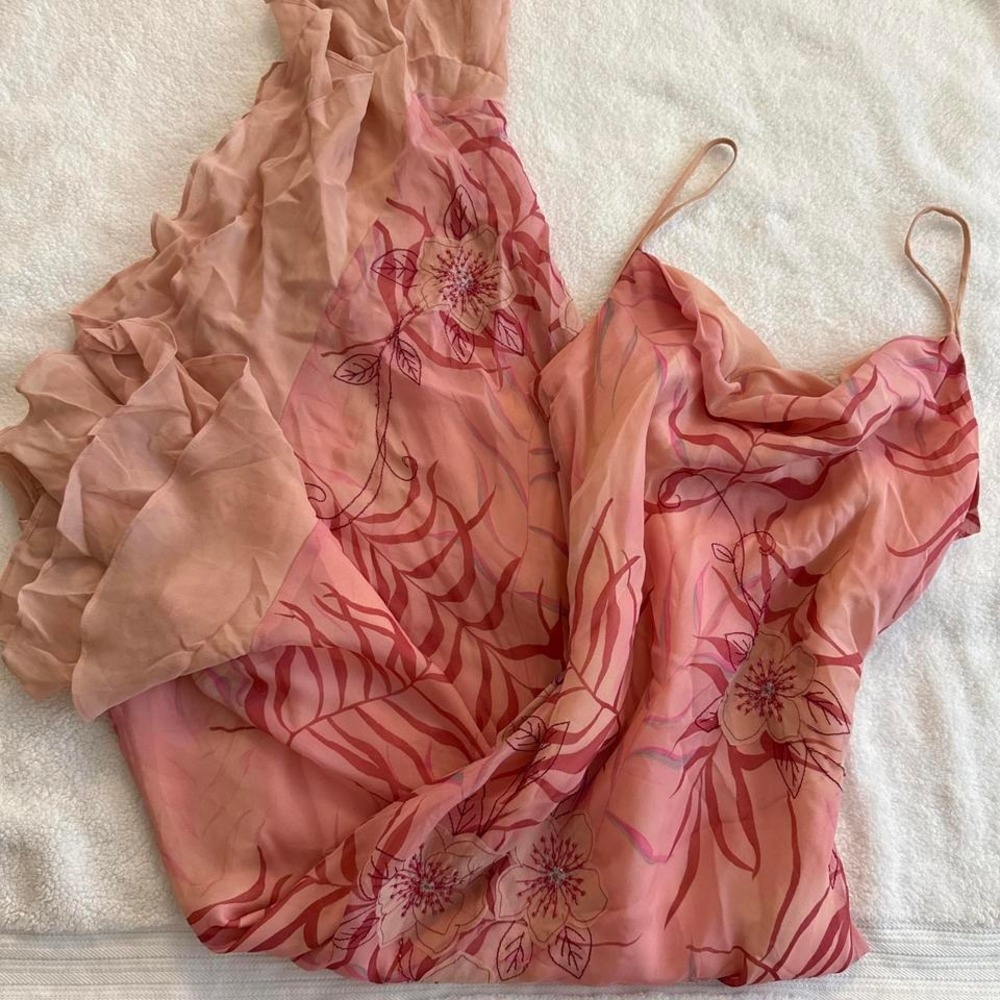 insane vintage european 100% silk floral dress
